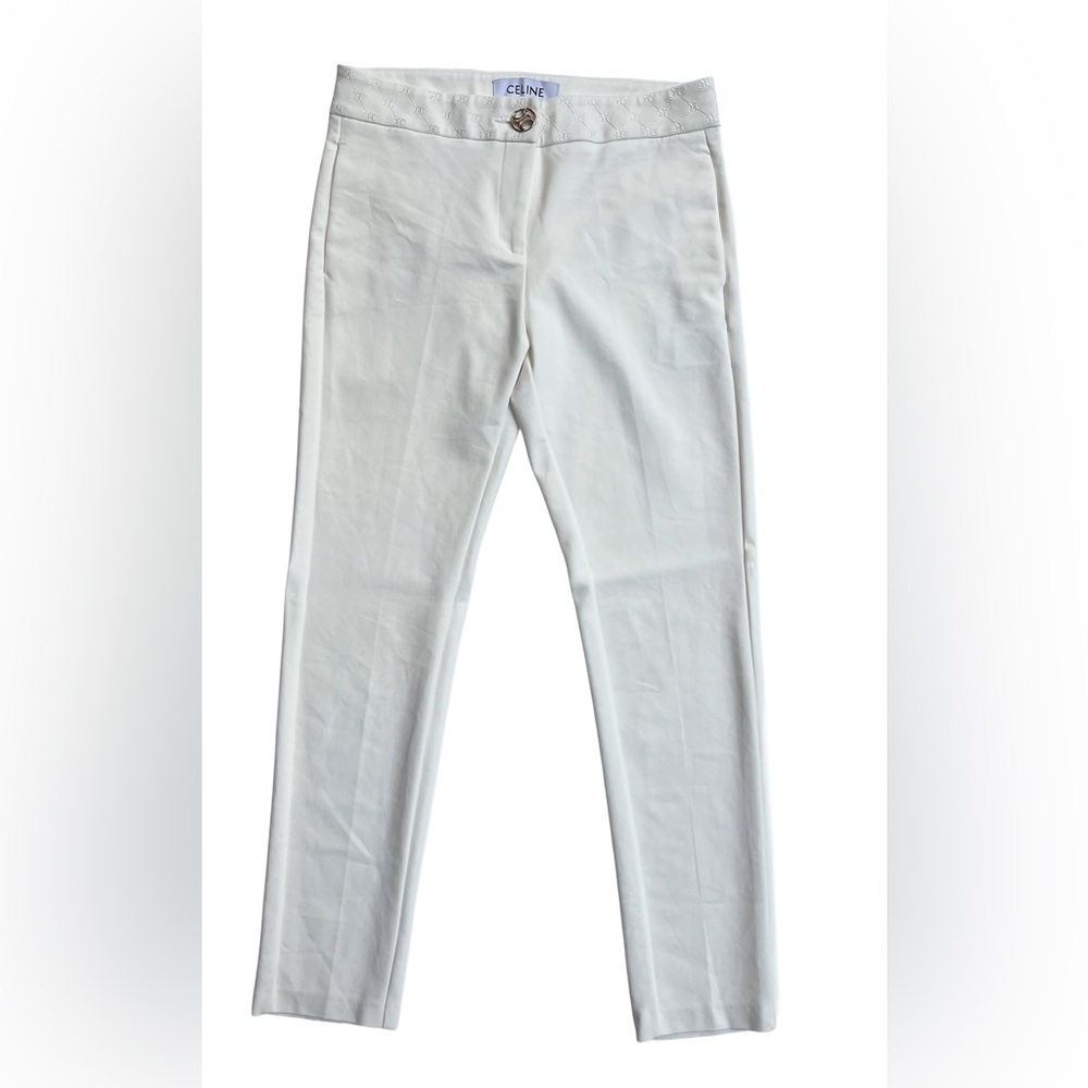 Celine Trousers Ivory with‎ Embroidered Detail luxury clean business casual L